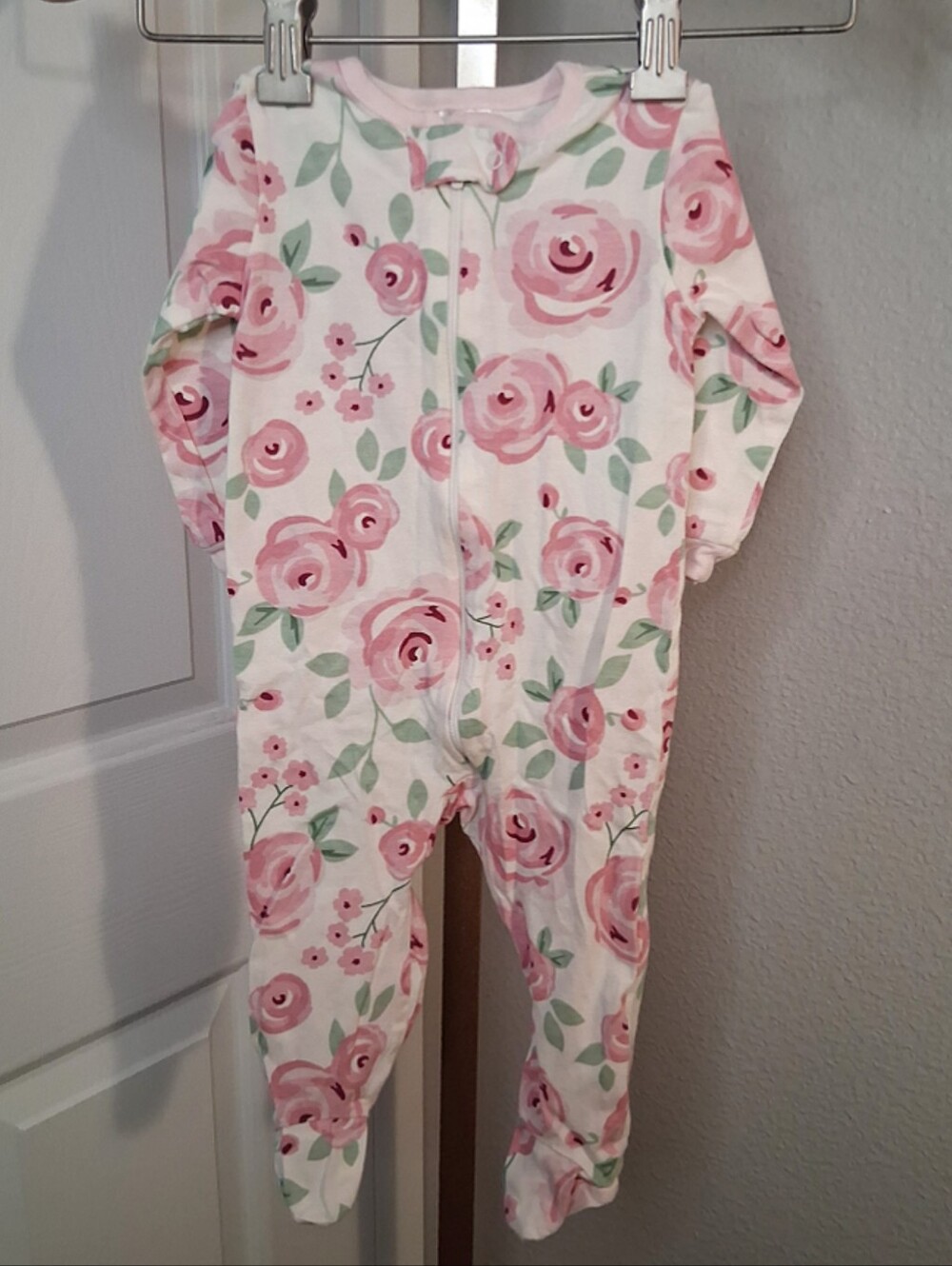 Gerber 3-6 Months Rose Print Footie Pajamas